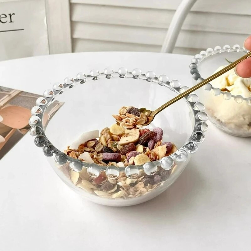 Απλά μαργαριταρένια γυάλινα μπολ Φρουτοσαλάτα Μπολ βρώμης Μπολ πρωινού Μπολ γιαουρτιού Επιδόρπιο Δίσκος αποθήκευσης κοσμημάτων Εργαλεία σπιτιού σπιτιού