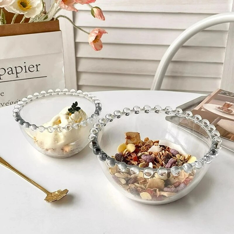 Απλά μαργαριταρένια γυάλινα μπολ Φρουτοσαλάτα Μπολ βρώμης Μπολ πρωινού Μπολ γιαουρτιού Επιδόρπιο Δίσκος αποθήκευσης κοσμημάτων Εργαλεία σπιτιού σπιτιού