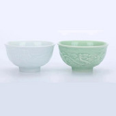 Creative Natural Health Ceramic Emboss Craft 4,5 ιντσών Μπολ Κινέζικο στυλ Celadon Μπολ Σπίτι Πορσελάνη Ρύζι Σούπα Μπολ Επιτραπέζια σκεύη