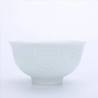 Creative Natural Health Ceramic Emboss Craft 4.5 inch Bowl Китайски стил Celadon Bowl Домашен порцелан Купа за оризова супа Посуда