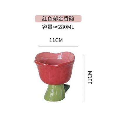 Прекрасна купа за кисело мляко Купа за овесени ядки Купа за лале Кухненски прибори Купа за десерт Плодов сладолед Сервизи за хранене Керамична чаша с форма на праскова