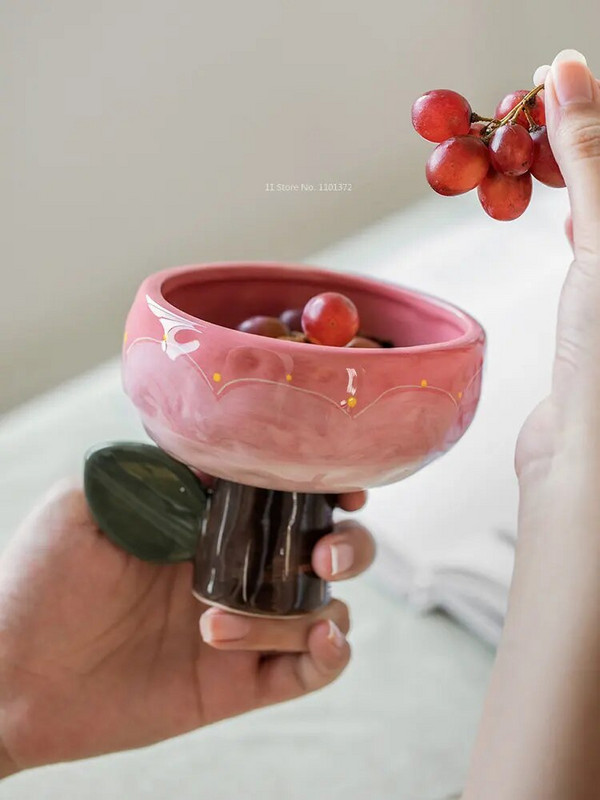 Szép Joghurtos Tál Zab Tál csésze Tulipán Konyhai edények Desszert Tál Gyümölcs Fagylalt Evőeszközök Őszibarack alakú kerámia bögre