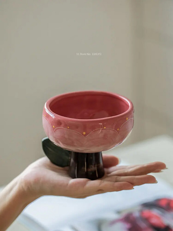 Szép Joghurtos Tál Zab Tál csésze Tulipán Konyhai edények Desszert Tál Gyümölcs Fagylalt Evőeszközök Őszibarack alakú kerámia bögre