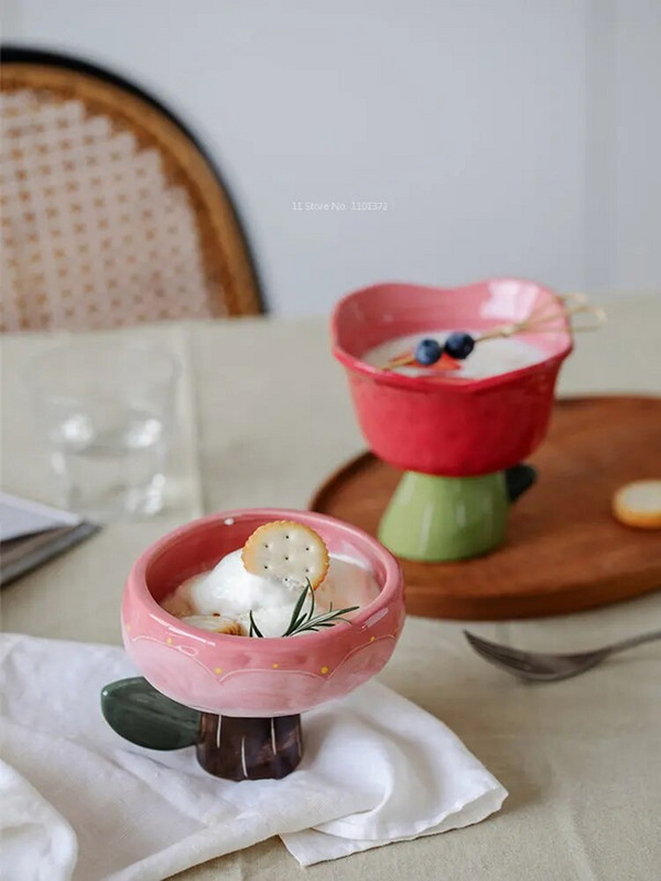 Szép Joghurtos Tál Zab Tál csésze Tulipán Konyhai edények Desszert Tál Gyümölcs Fagylalt Evőeszközök Őszibarack alakú kerámia bögre