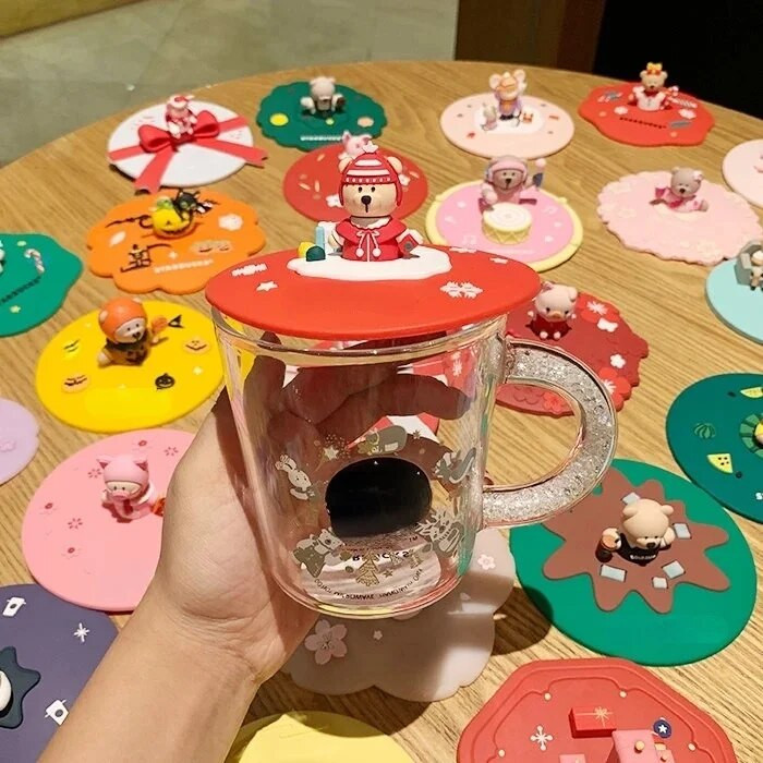 Szilikon csésze fedők, medvepohár fedők porálló légmentes tömítés bögrékhez, macskákhoz, nyúlokhoz, mókus italpohárokhoz, kávéscsésze-tartozékok