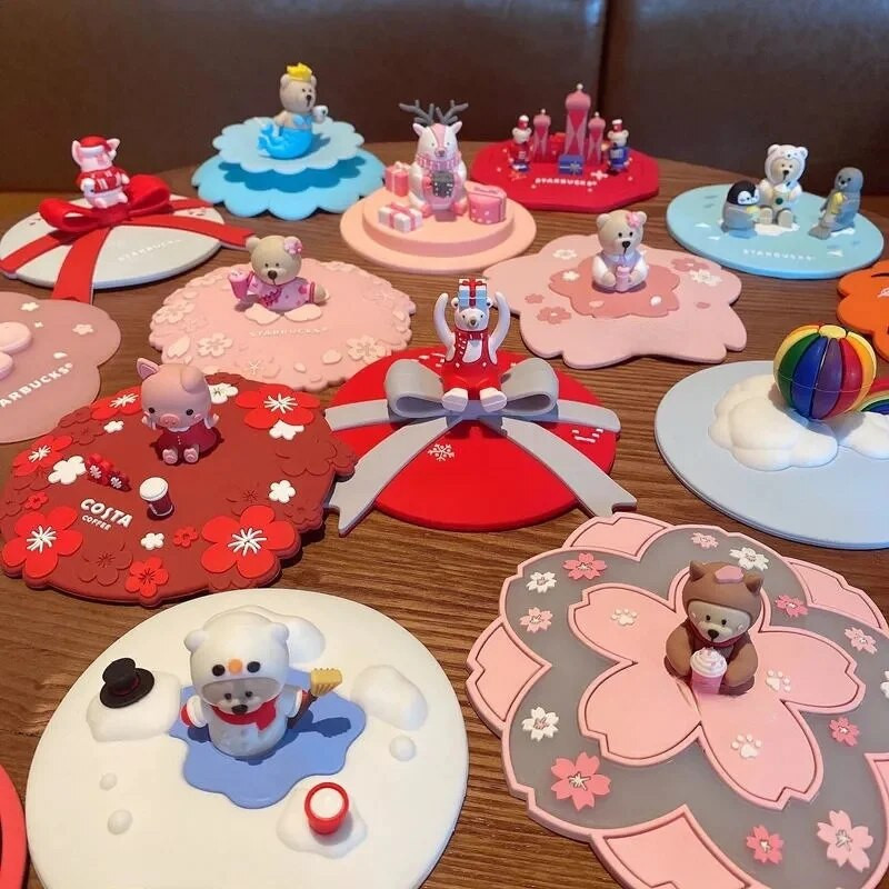 Szilikon csésze fedők, medvepohár fedők porálló légmentes tömítés bögrékhez, macskákhoz, nyúlokhoz, mókus italpohárokhoz, kávéscsésze-tartozékok