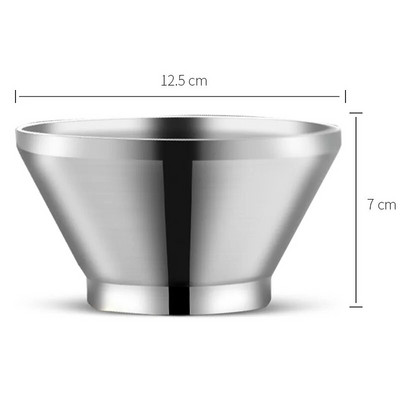 Японски купи с форма на шапка 304 от неръждаема стомана Купи за оризова супа Ramen Дебела двуслойна изолирана купа за закуска Кухненски прибори