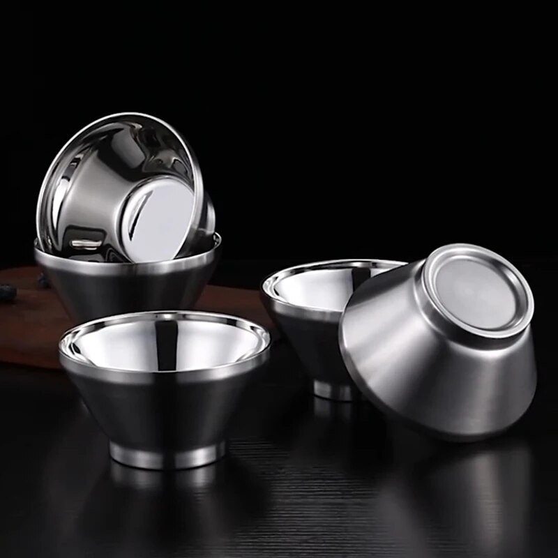 Japán kalap alakú 304 rozsdamentes acél tálak rizsleves ramen tálak vastag dupla rétegű szigetelt reggeliző tál Konyhai edények