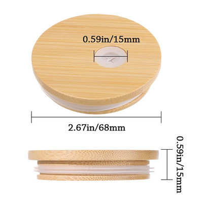 Újrafelhasználható bambusz fa fedők szalmalyukas turmixok befőzés tároló palackok befőttesüveg fedél széles szájú csésze környezetbarát fedők sapka