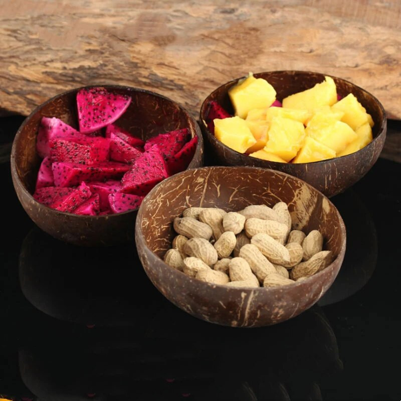 12-15 εκ. Φυσική προστασία μπολ καρύδας Ξύλινα σκεύη Vaisselle Ξύλινα Σετ Κουτάλια Κουτάλια Acai Bowls, Buddha Bowls