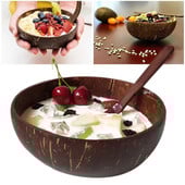 Δημιουργική Ξύλινη Φρουτοσαλάτα Coco Smoothie Ramen Μπολ με φυσικό μπολ καρύδας και μπολ ανάμειξης κουταλιών Επιτραπέζια σκεύη υγιεινής διατροφής