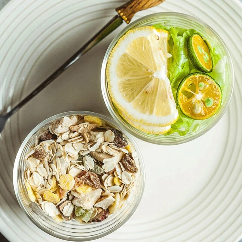 Μπολ Ιαπωνικού στιλ Φρουτοσαλάτα Σπίτι Διαφανές Γυάλινο Δίχτυ Κόκκινο Επιτραπέζιο σκεύος INS Γόνατο πουτίγκας Μπολ με Κάλυμμα Μικρό μπολ