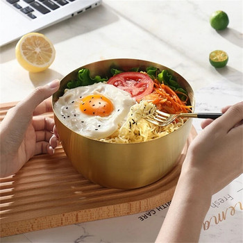 Купи за плодова салата с плоско дъно от неръждаема стомана Купа за супа Ramen с голям капацитет Миксер за яйца Контейнер за храна Кухненски съдове и прибори