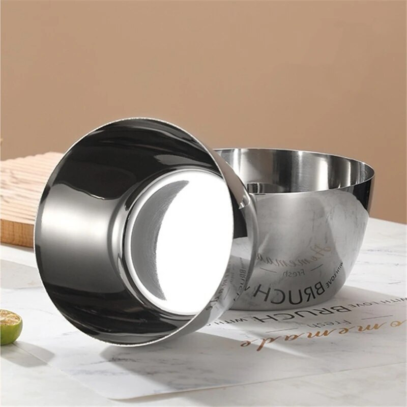 Από ανοξείδωτο ατσάλι Με επίπεδο κάτω μέρος Μπολ για φρουτοσαλάτες Ramen μεγάλης χωρητικότητας Μπολ Σούπας Μίξερ αυγών Δοχείο φαγητού Επιτραπέζια σκεύη κουζίνας