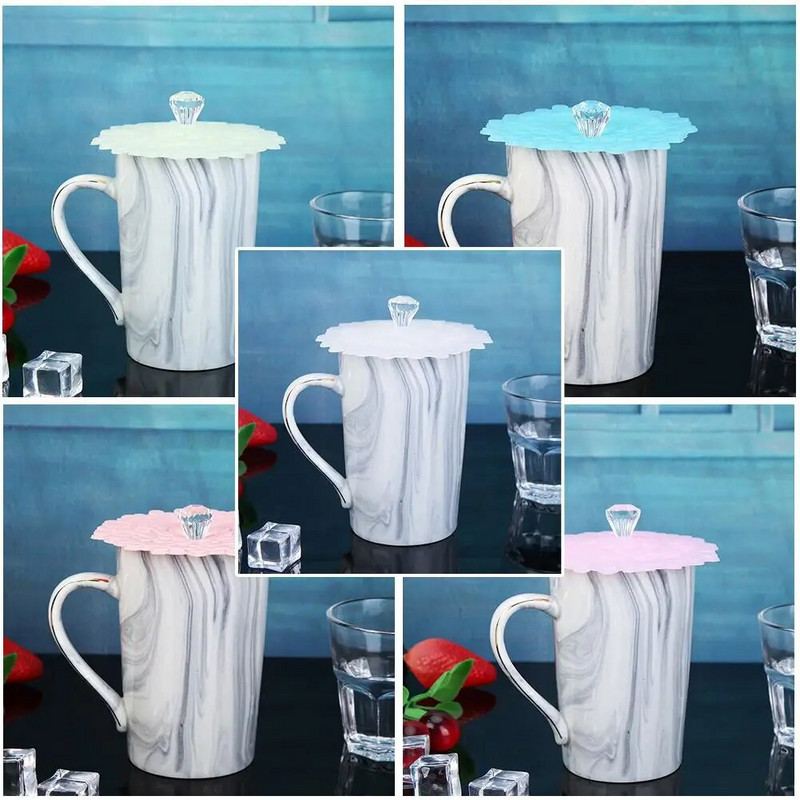 Cherry Blossom hőálló és vízálló csésze fedél Aranyos kis gyémánt környezetbarát és tartós szilikon csésze fedél