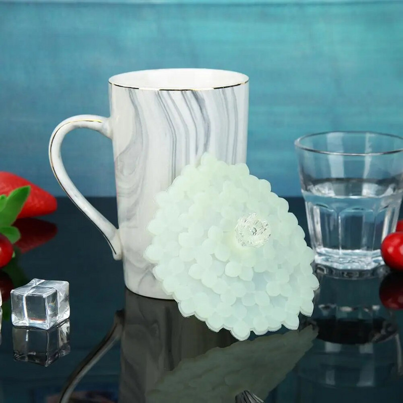 Cherry Blossom hőálló és vízálló csésze fedél Aranyos kis gyémánt környezetbarát és tartós szilikon csésze fedél