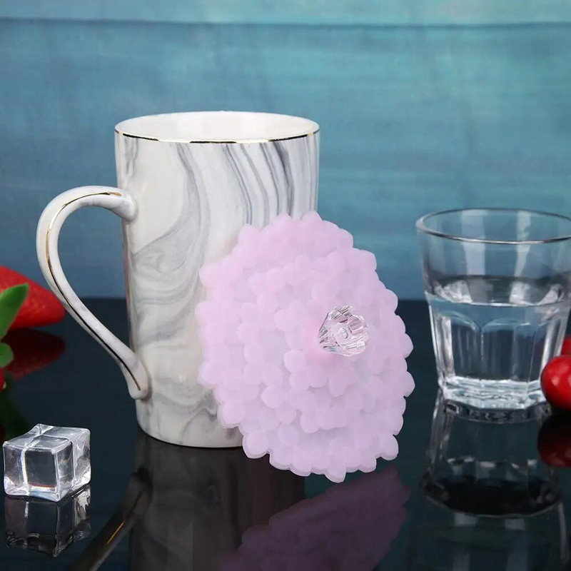 Cherry Blossom hőálló és vízálló csésze fedél Aranyos kis gyémánt környezetbarát és tartós szilikon csésze fedél