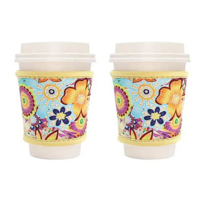 2 DB neoprén hőálló 4 mm vastag, szigetelt, újrafelhasználható forró kávés csésze hüvelyek forró kávéhoz és teához 12-24 oz