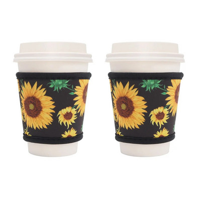 2 DB neoprén hőálló 4 mm vastag, szigetelt, újrafelhasználható forró kávés csésze hüvelyek forró kávéhoz és teához 12-24 oz