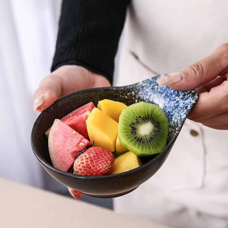 Ιαπωνικό κεραμικό μπαχαρικό Δημιουργικό σνακ πιάτο Vintage πιάτο ντιπ πιάτο ξύδι Μπολ για πιάτα σάλτσας σόγιας με λαβή Επιτραπέζιο σκεύος