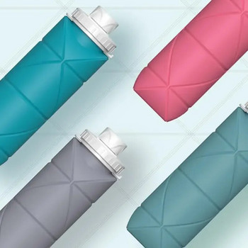1 бр. 600 мл сгъваема спестяваща място преносима силиконова спортна чанта за бутилки за многократна употреба Велосипедни къмпинг преносими бутилки за вода