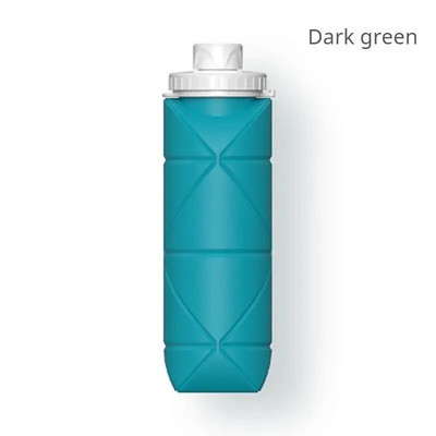 1Pc 600ml Πτυσσόμενο φορητό επαναχρησιμοποιήσιμο σιλικόνης αθλητικό μπουκάλι νερού Φορητά μπουκάλια νερού Camping για ποδήλατο