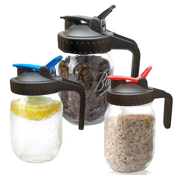 Επαναχρησιμοποιήσιμα πλαστικά καπάκια βάζας Mason 86 mm για βάζο με πλατύ στόμα, στεγανοποιητικό καπάκι στεγανοποιητικό καπάκι μπουκαλιού με λαβή εργαλείο κουζίνας