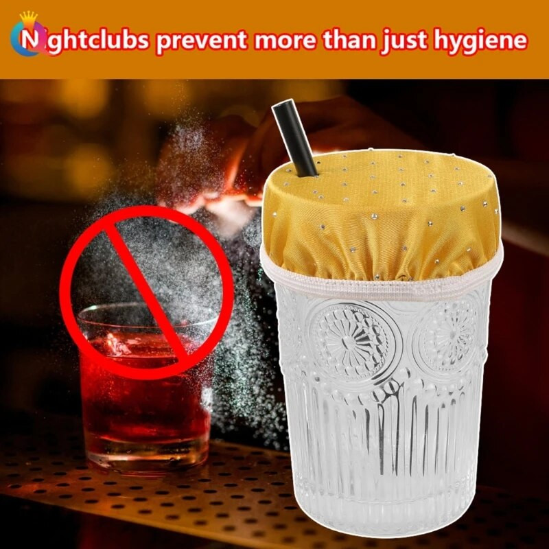 Universal Drink Cover Scrunchie Drink Protector για γυναίκες με άχυρο που πλένεται ελαστικό κάλυμμα ποτηριού Προμήθεια φιάλης KXRE