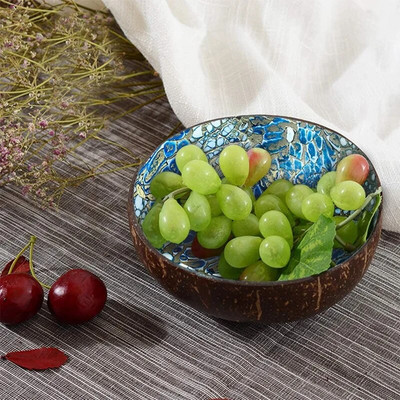 2 БР. Кокосови купи, купа с естествен кокос, чиния за бонбони, декоративни купи, ястие за ключове, купа за сервиране за бюро, купи за бонбони, ядки