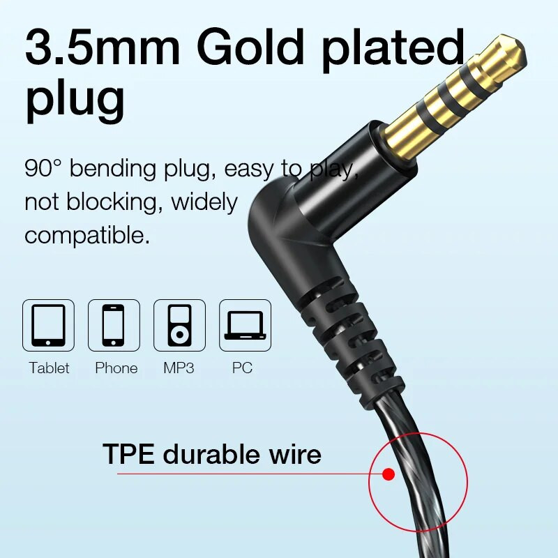 EARDECO Ενσύρματο ακουστικό 3,5 mm In Ear Ακουστικά για Gaming Ακουστικά Μπάσο με Mic Stereo Ενσύρματα ακουστικά για τον υπολογιστή Oppo Xiaomi