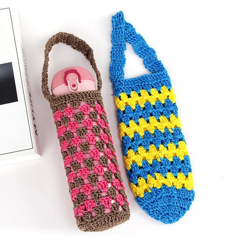 Φορητό Thermos Cup μανίκι με λαβή 400-600ml Κάλυμμα για μπουκάλι νερού με βελονάκι Θήκη Πλεκτοθήκη για μπουκάλια νερού Θήκη Κάλυμμα τσάντας