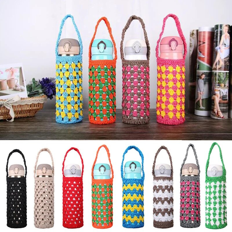 Φορητό Thermos Cup μανίκι με λαβή 400-600ml Κάλυμμα για μπουκάλι νερού με βελονάκι Θήκη Πλεκτοθήκη για μπουκάλια νερού Θήκη Κάλυμμα τσάντας