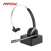 Căști Bluetooth Mpow M5 Pro v5.0 Căști fără fir pentru computer cu microfon cu anulare a zgomotului, bază de încărcare pentru computer, laptop, birou, Skype