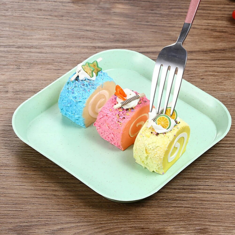 Πιάτο δείπνου με άχυρο σίτου σε σκανδιναβικό στυλ Πιάτο με κόκκαλο Οικιακό τετράγωνο σούβλα με κόκαλο πιάτο Κέικ με φρούτα σνακ Μικρό πιάτο