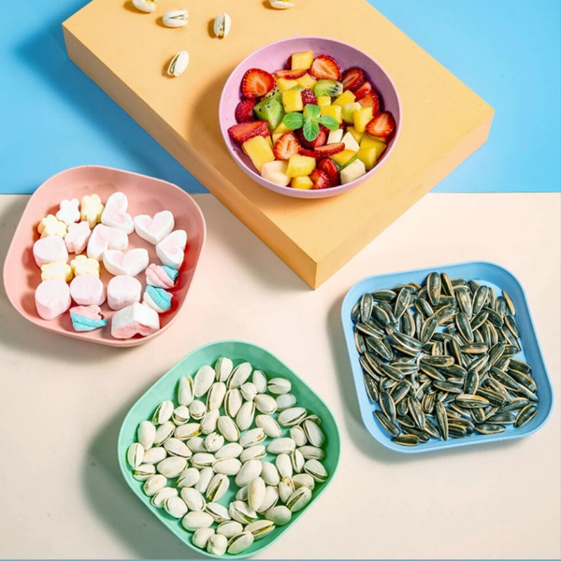 Πιάτο δείπνου με άχυρο σίτου σε σκανδιναβικό στυλ Πιάτο με κόκκαλο Οικιακό τετράγωνο σούβλα με κόκαλο πιάτο Κέικ με φρούτα σνακ Μικρό πιάτο