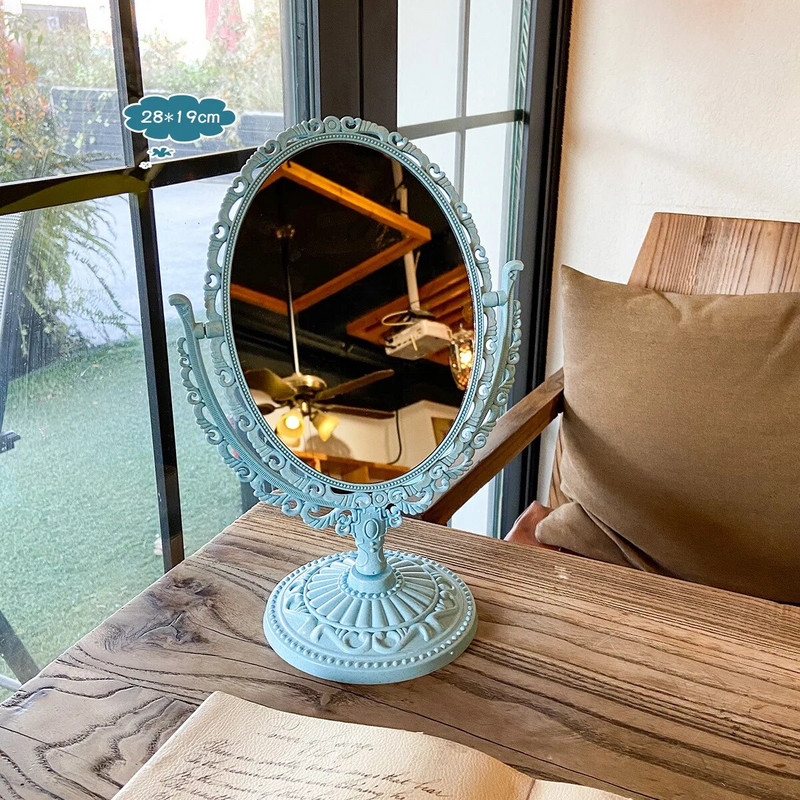 Ρετρό καθρέφτης μακιγιάζ διπλής όψης ευρωπαϊκού στυλ Υπέροχο κορίτσι οβάλ πριγκίπισσα καλλυντικό καθρέφτης υπνοδωμάτιο Καθρέφτης ντυσίματος σε σχήμα καρδιάς