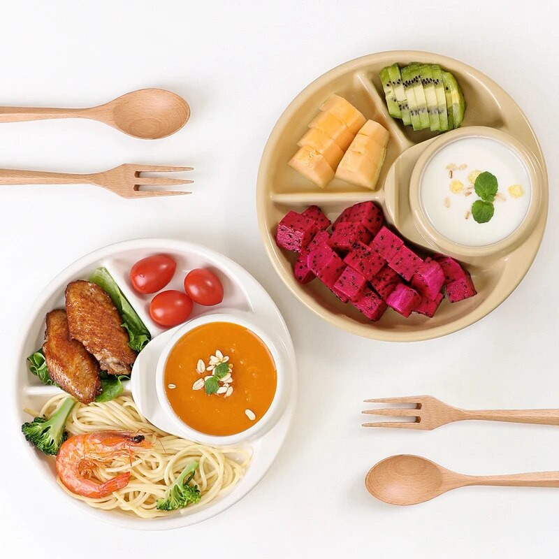 4 πιάτα σχάρας για φαγητό Παιδικό δείπνο Δίσκος φρούτων Κουτί σνακ Σετ σερβίτσιο Διαμέρισμα τραπεζαρίας Πιάτο σερβιρίσματος Πιάτα Σαλάτα