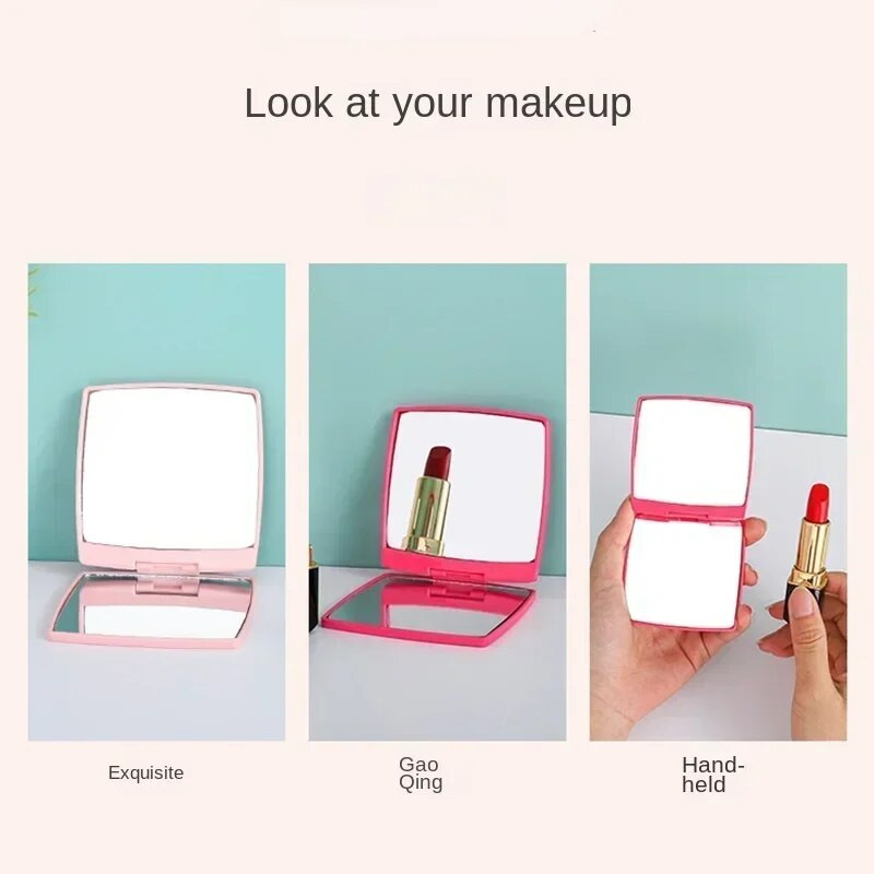 1 ΤΕΜ. Φορητό αναδιπλούμενο πλαστικό μίνι τετράγωνο μακιγιάζ μονόχρωμο καθρέφτη ματαιοδοξίας Καθρέφτης χειρός διπλής όψης Καθρέφτης μακιγιάζ τσέπης