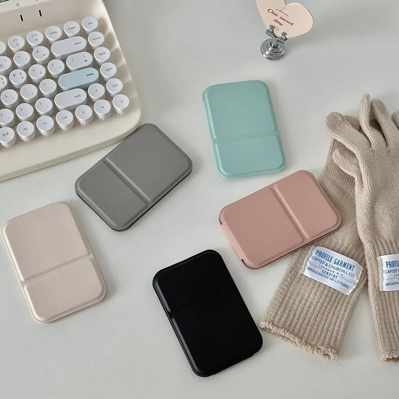 Καθρέφτης μακιγιάζ επιτραπέζιου καθρέφτη μονόχρωμο PU δέρμα Απλό φορητό φορητό καθρέφτη μακιγιάζ χειρός Πτυσσόμενος μαθητής συμπαγής χαριτωμένος καθρέφτης τσέπης