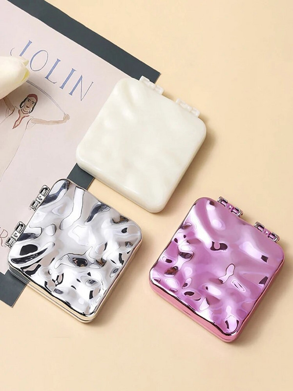 Mini négyzet alakú sminktükör hordozható kézi tükör kicsi, kétoldalas Miroir összecsukható kompakt kagylóhéjú egyszerű tükör szépség