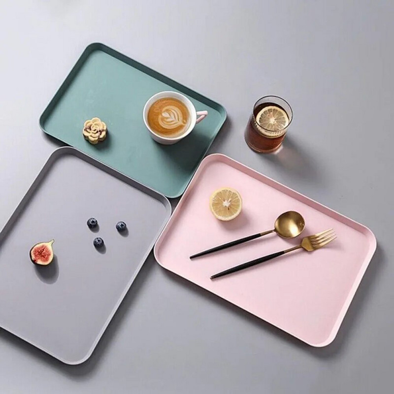 Ορθογώνιος πλαστικός δίσκος σερβιρίσματος Οικιακός δίσκος τσαγιού φρούτων αντιολισθητικός στις γρατσουνιές Δίσκος φαγητού Οργάνωση δίσκου κουζίνας