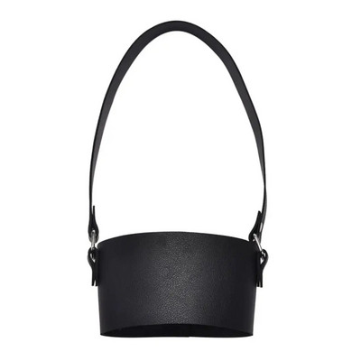 Екологична калъфка за напитки, чанта за многократна употреба, с верижка, калъф за кафе, капак за бутилка, PU кожена поставка за чаша