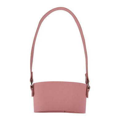 Екологична калъфка за напитки, чанта за многократна употреба, с верижка, калъф за кафе, капак за бутилка, PU кожена поставка за чаша