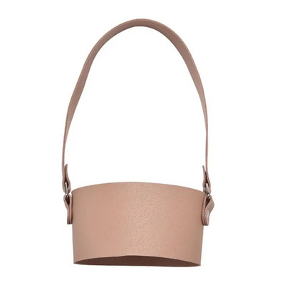 Екологична калъфка за напитки, чанта за многократна употреба, с верижка, калъф за кафе, капак за бутилка, PU кожена поставка за чаша