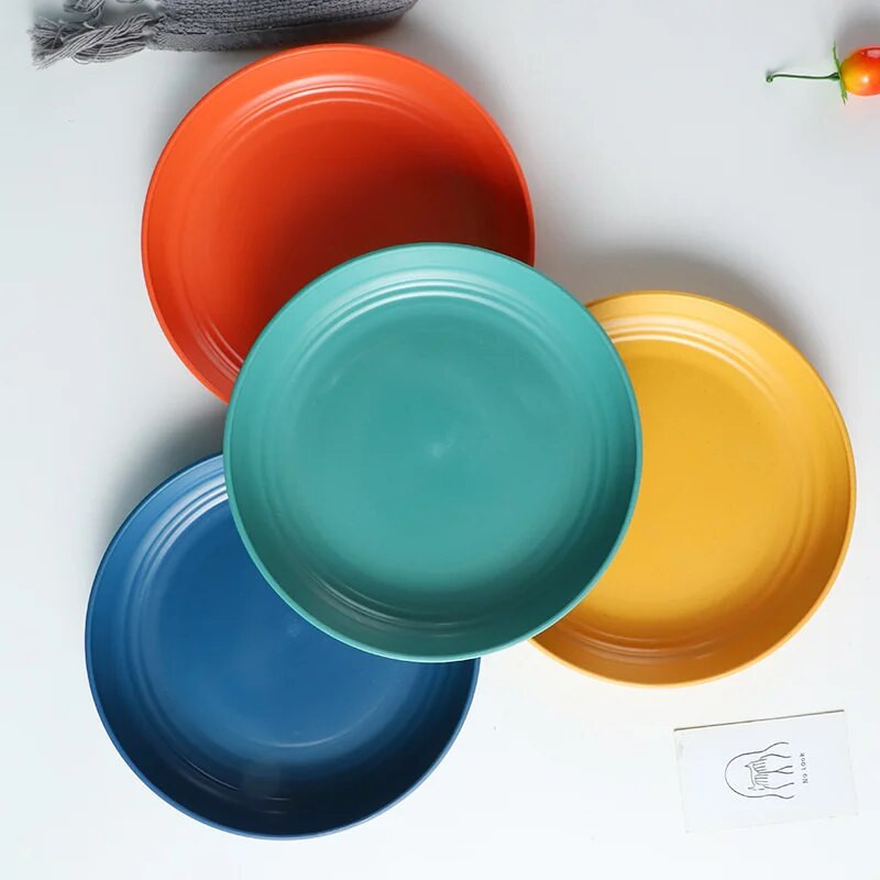 Gyerekek tányér törésálló uzsonna szalmatál szósz Fűszeres edény Lebomló környezetbarát étkészlet Csontételek Színes