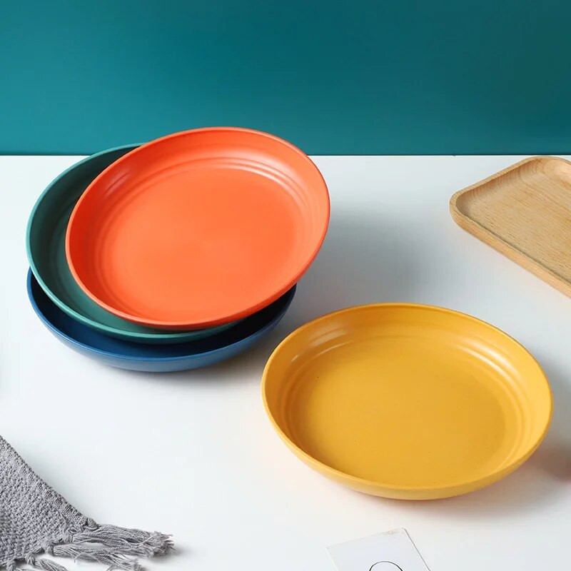 Gyerekek tányér törésálló uzsonna szalmatál szósz Fűszeres edény Lebomló környezetbarát étkészlet Csontételek Színes