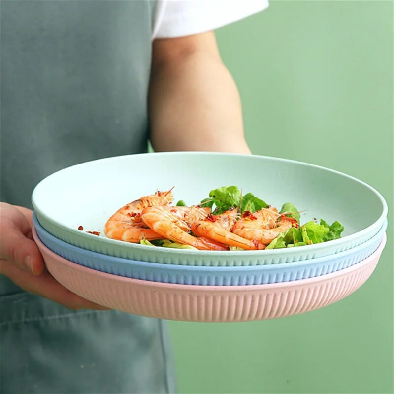 Gyerekek tányér törésálló uzsonna szalmatál szósz Fűszeres edény Lebomló környezetbarát étkészlet Csontételek Színes