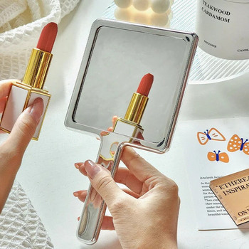 Ins Liquid Shape Square Mirror Mini Hand-Held Desktop Cosmetic Makeup Mirror Travel Μεταλλικός φορητός καθρέφτης ομορφιάς για τσάντα