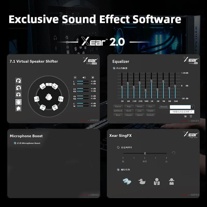 Edifier Gaming Headset HECATE G30 II USB vezetékes fejhallgató RGB Lighting 7.1 Surround Sound PC PS4 PS5 Xbox mikrofonnal