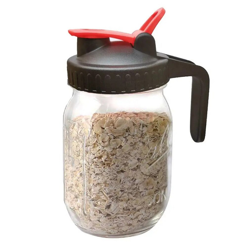 1 db újrafelhasználható 86 mm-es befőttesüveg fedele széles szájú tégelyhez, műanyag szivárgásmentes tömítésű palackfedeles kifolyófedél fogantyúval, otthoni konyhai eszközzel